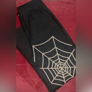Y2k Jeans Women’s Black Streetwear Spider Web.  New without tag.
